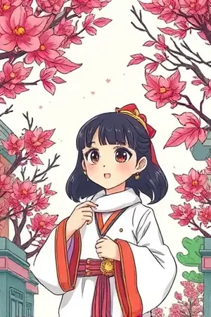 奇幻漫画《墨河渡》封面，夜色下的渡口与一排红灯笼