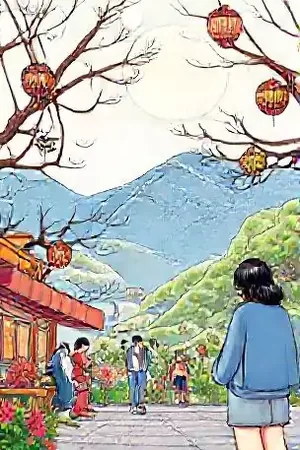 治愈漫画《雾隐灯塔》封面，海雾中的白色灯塔与长阶